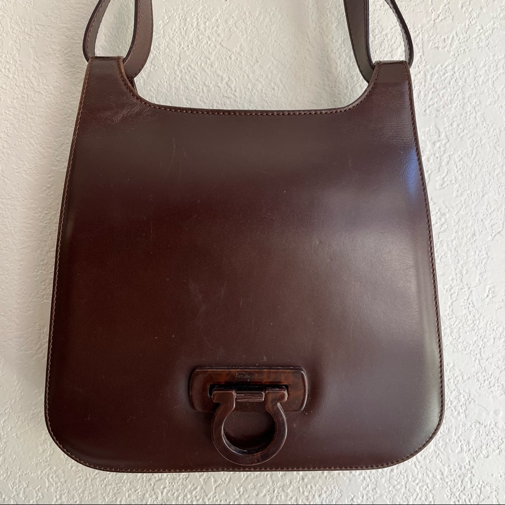 TAGS ATTACHED🔥SALVATORE FERRAGAMO AUTHENTIC VINTAGE LEATHER BROWN ITALY BAG